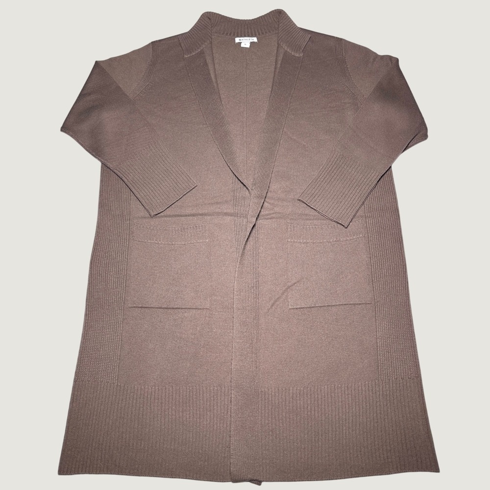 Athleta Spirit Wool Cashmere II Wrap Cardigan Womens 1X Long Merino Soft Brown
